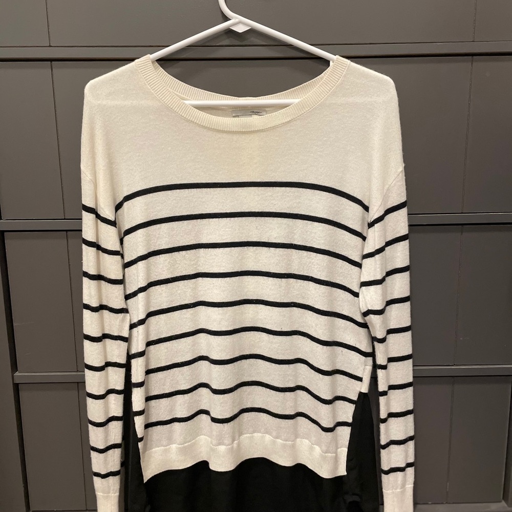 Black and white striped blouse